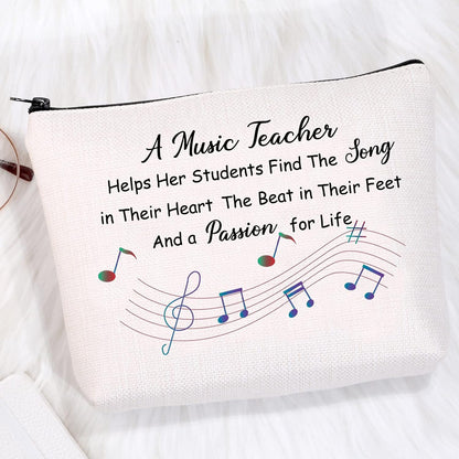 Music Teacher Gifts Music Teacher Bag Makeup Cosmetic Pouch Music Teacher Appreciation Gifts for Women Music Teacher Travel Toiletry Bag Pencil Pouch (Music Teacher Cosmetic Bag)