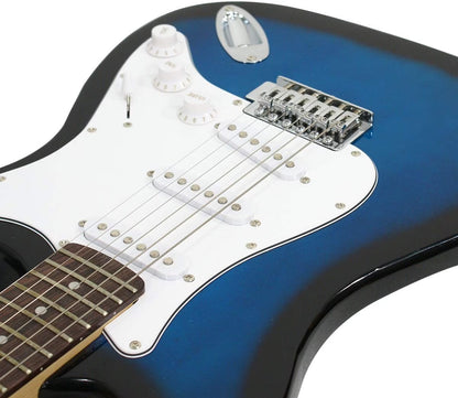 39" Full Size Electric Guitar with Amp, Case and Accessories Pack Beginner Starter Blue