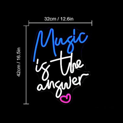 Music Neon Sign Music Is the Answer Neon Light Led Signs Live Music Bedroom Home Disco Bar Studio Music Party Wall Decor Gift
