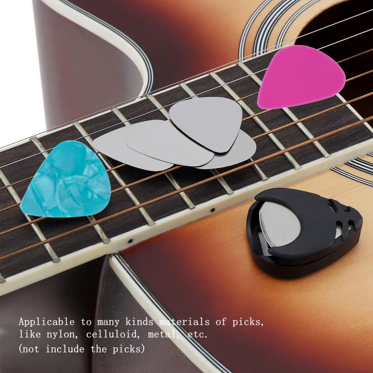 5Pcs Guitar Picks Holder Plastic Stick-On Guitar Pick Case Electric Guitar Accessories for Bass Ukulele