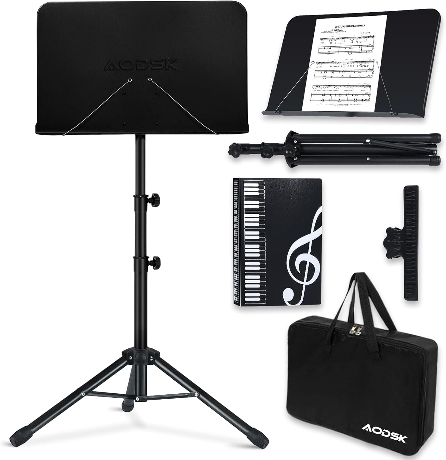Sheet Music Stand,5 in 1 Dual-Use Folding Sheet Music Stand & Desktop Book Stand