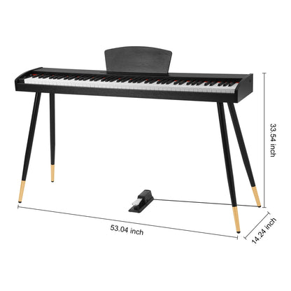 88 Key Digital Piano Keyboard Full-Size Semi-Weighted Electric Piano with Sustain Pedal, Music Rest, Black