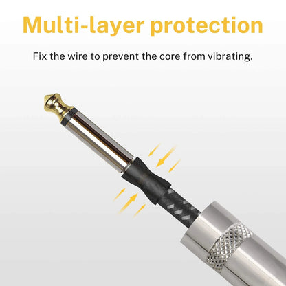 Guitar Cable 10 Ft, Electric Instrument Cable Bass Amp Cord for Electric Guitar Bass Amplifier Audio, 1/4" Right Angle to Straight, Black White