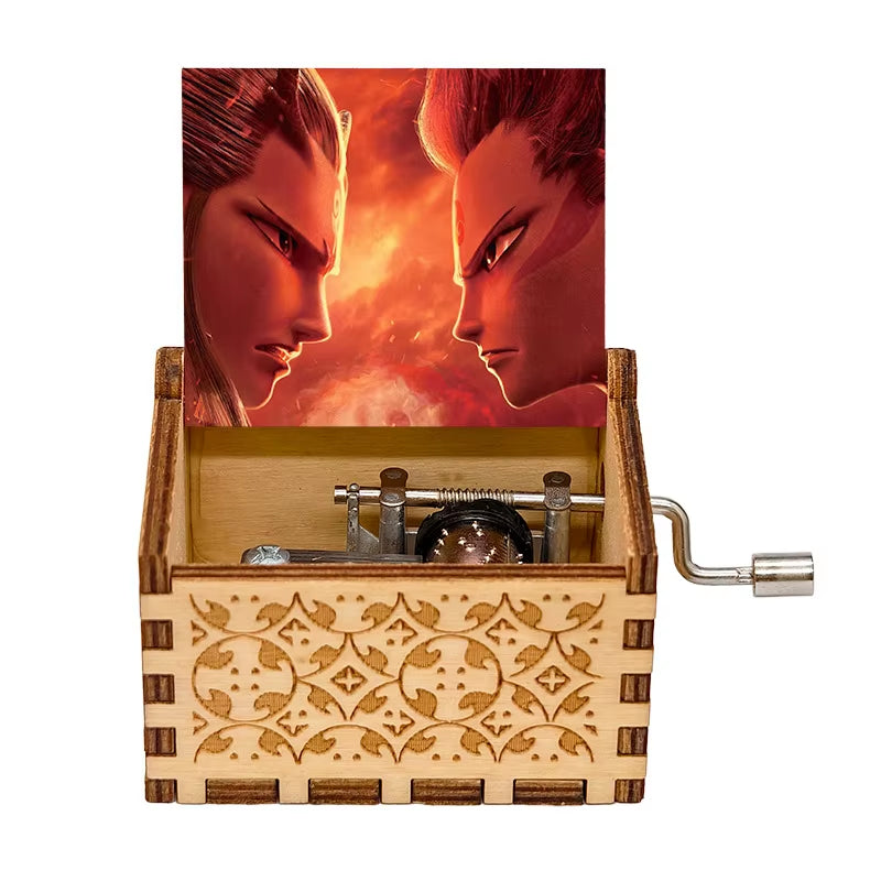 Hand Cranked Wooden Music Box, Anime, Cartoon, Painted, Carved, Music Box, Holiday Gift