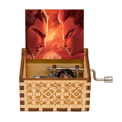 Hand Cranked Wooden Music Box, Anime, Cartoon, Painted, Carved, Music Box, Holiday Gift