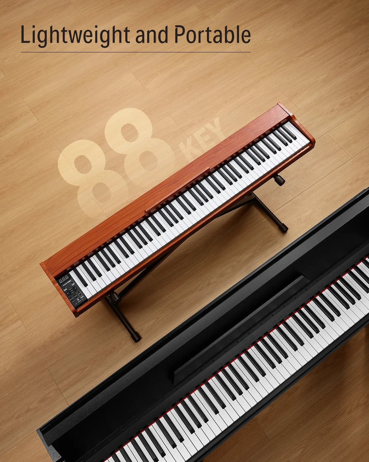 DEP-1S Velocity-Sensitive 88 Keyboard Digital Piano with Stand, 128 Tones, 100 Rhythms, 88 Demo, with Headphone, USB-MIDI, Sustain Pedal, Connect to Apps