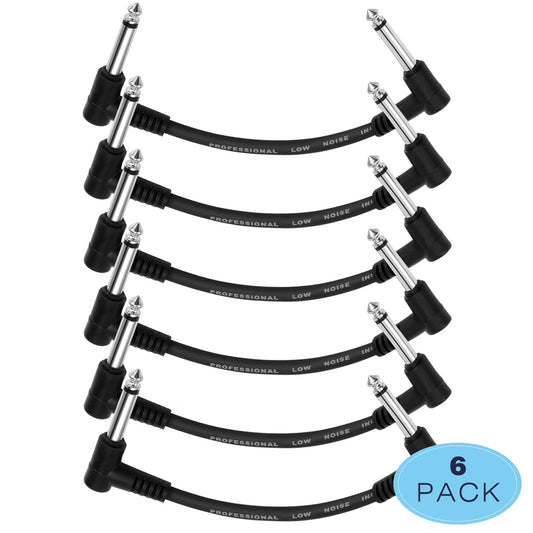 6 Inch Guitar Patch Cable Guitar Effect Pedal Cables Black 6 Pack