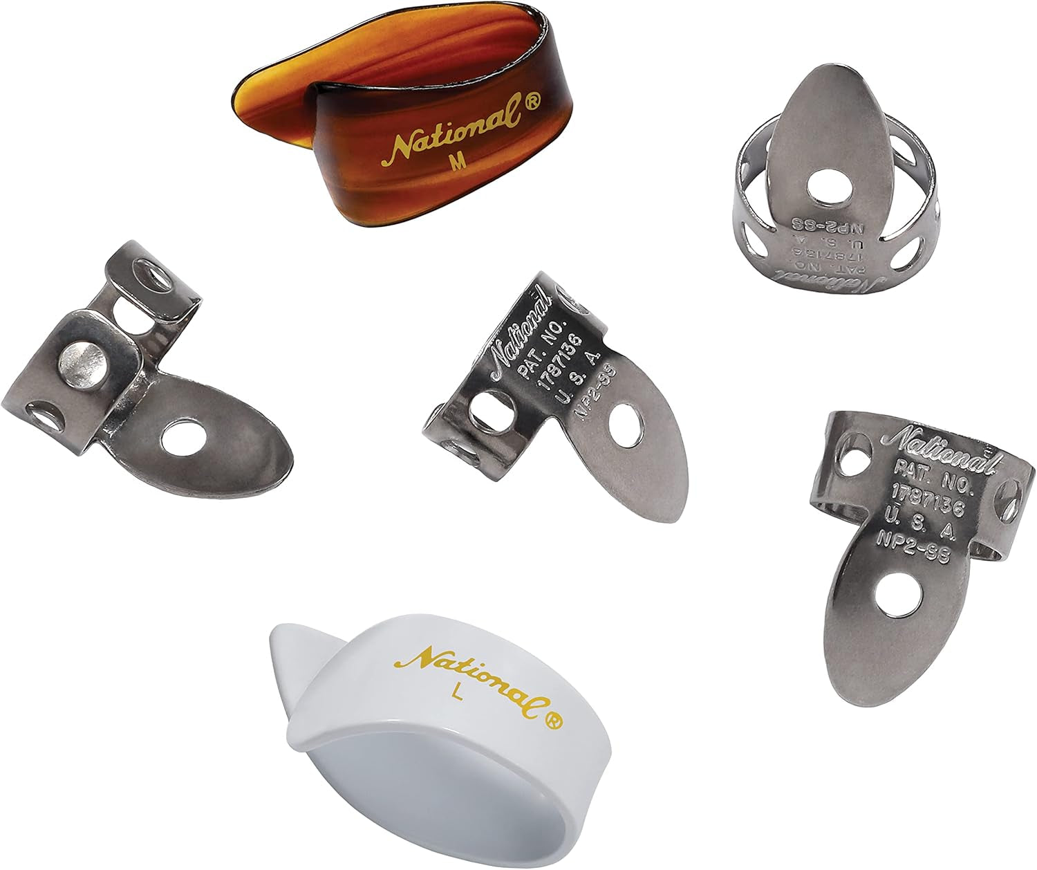 D'Addario Finger Picks Set for Acoustic Guitar and Banjo - Stainless Steel & Cel