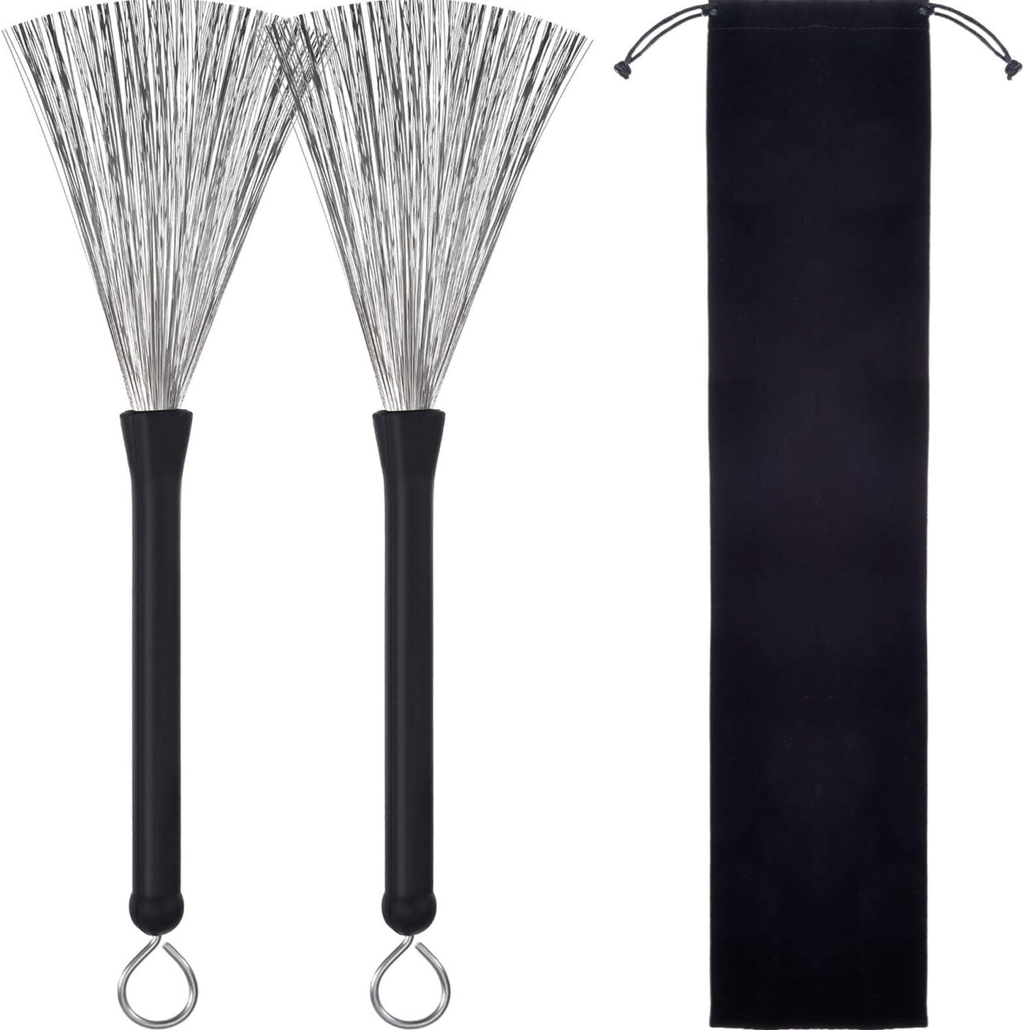 Comfortable Retractable Drum Brushes with Velvet Bag - Perfect for Drummers