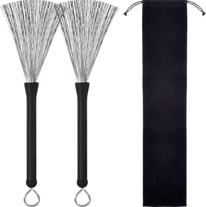 Comfortable Retractable Drum Brushes with Velvet Bag - Perfect for Drummers