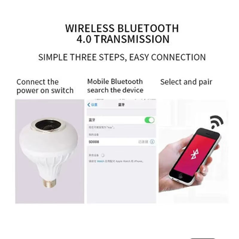 Bluetooth Music Bulb Remote Control Led Music Bulb Rgb Colorful Music Bulb Lamp E27 12W Led Rgb Dimmable LED Bulb for Home Party