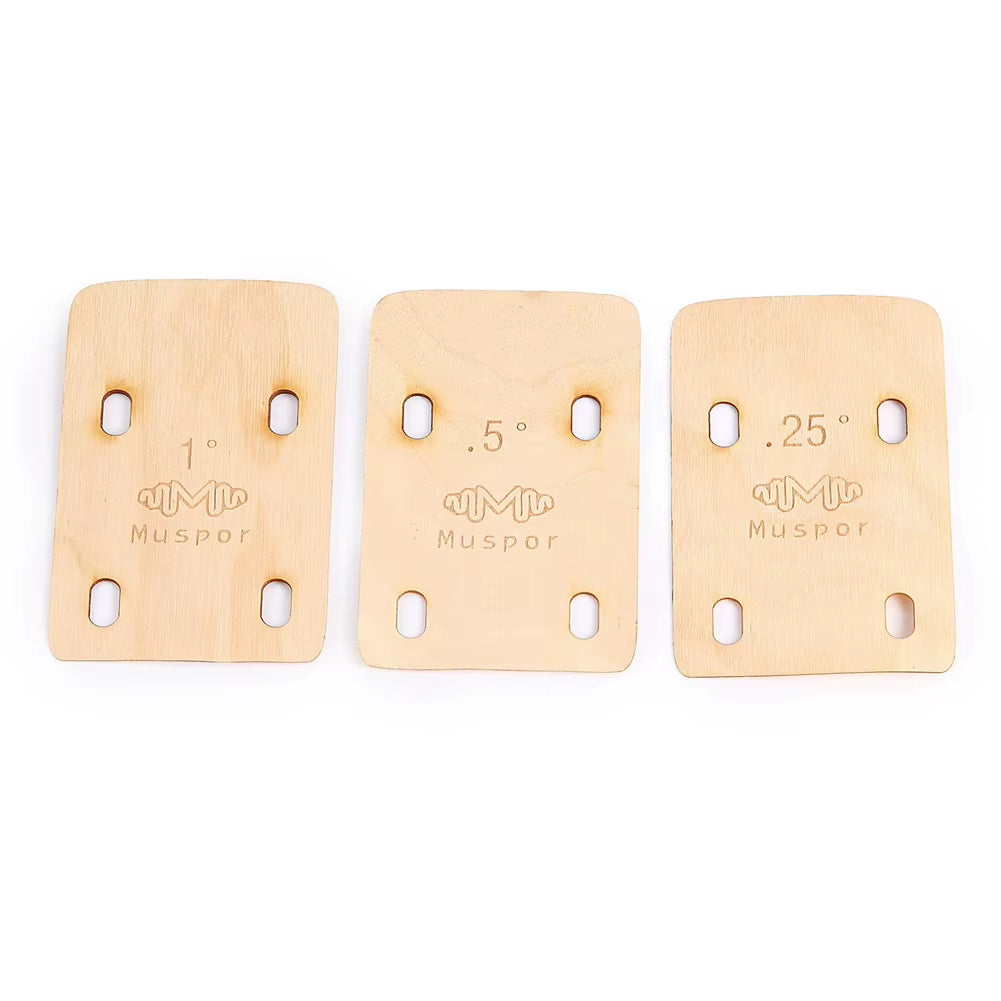 3Pcs Guitar Bass Neck Shim Solid Maple Wooden Guitar Neck Shims 0.25 0.5 1 Degree Electric Bass Neck Shims Sets