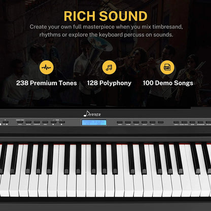 DEP-20 Beginner Digital Piano 88 Keys Full Size Weighted Keyboard, Portable Electric Piano