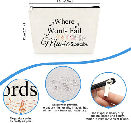 Music Gift for Women Makeup Bag Musical Lover Gifts Cosmetic Bag Music Teacher Appreciation Thank You Gift Christmas Birthday Gifts for Musical Teacher Student Musicians Travel Toiletry Bags