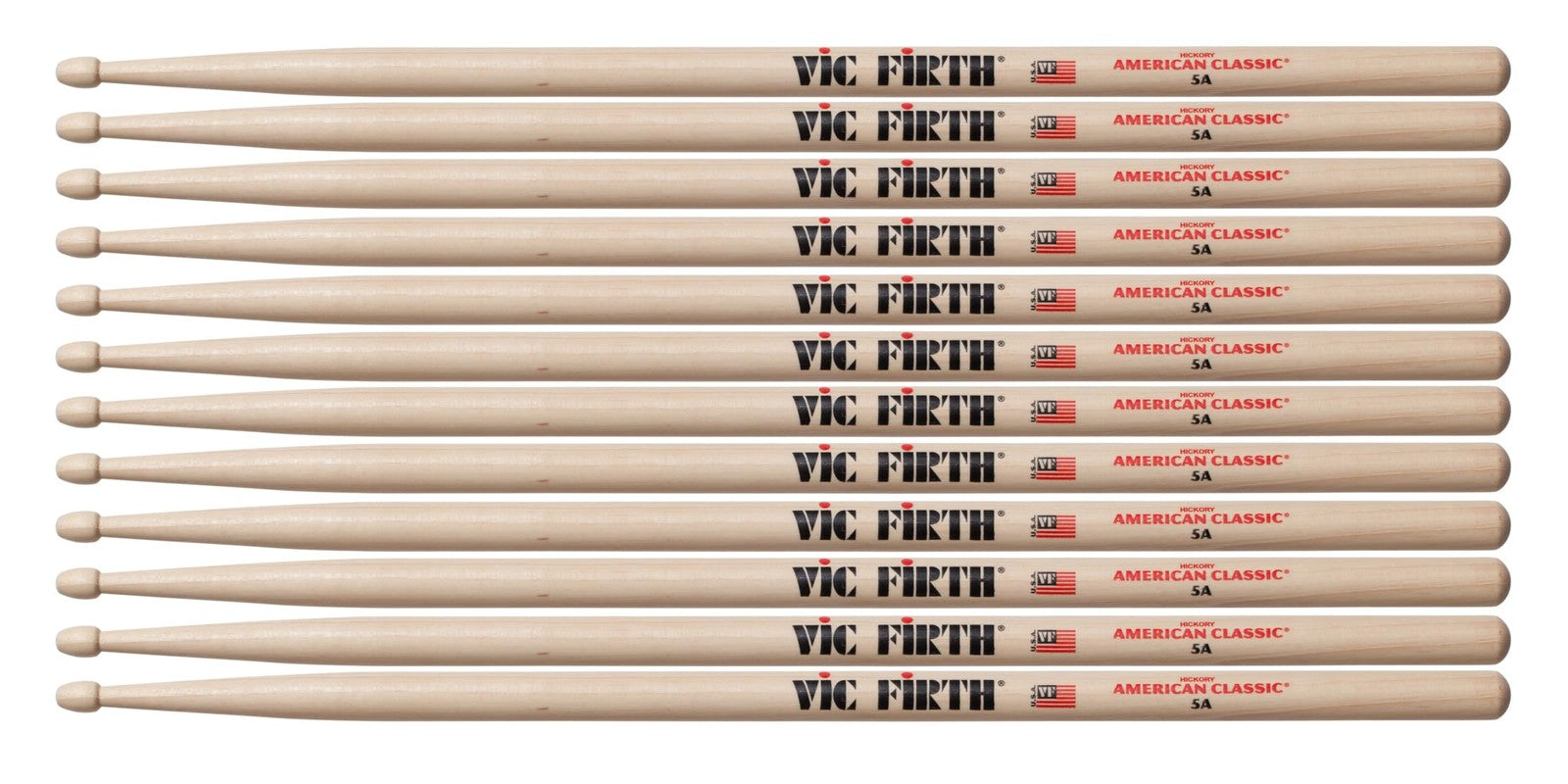 Vic Firth American Classic 5A Drumsticks Hickory 12 Count/Six Pairs