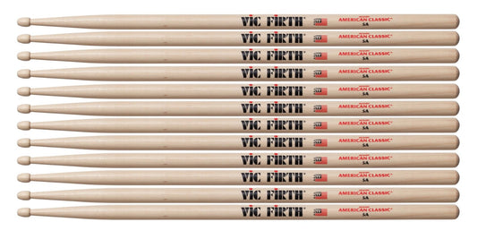 Vic Firth American Classic 5A Drumsticks Hickory 12 Count/Six Pairs