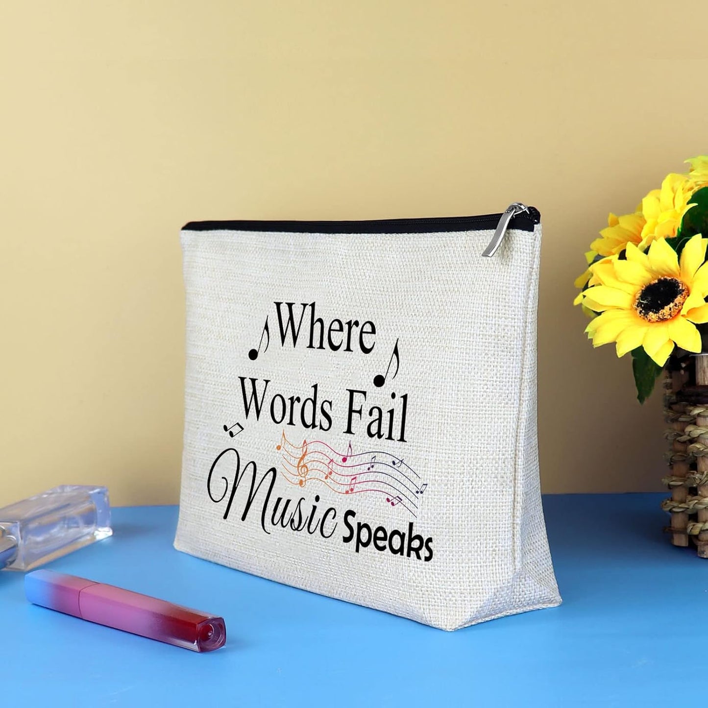 Music Gift for Women Makeup Bag Musical Lover Gifts Cosmetic Bag Music Teacher Appreciation Thank You Gift Christmas Birthday Gifts for Musical Teacher Student Musicians Travel Toiletry Bags