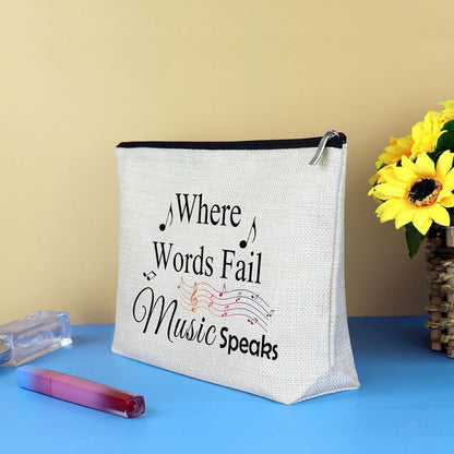 Music Gift for Women Makeup Bag Musical Lover Gifts Cosmetic Bag Music Teacher Appreciation Thank You Gift Christmas Birthday Gifts for Musical Teacher Student Musicians Travel Toiletry Bags