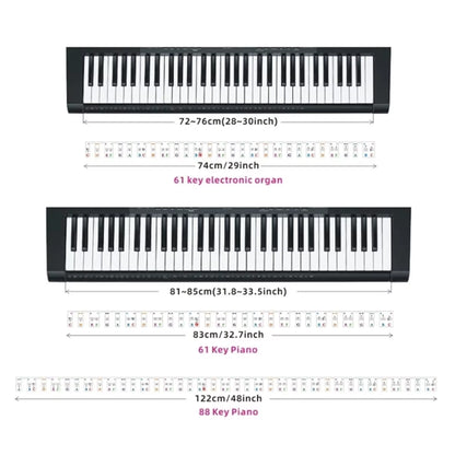 Piano Keyboard Stickers for 88/61 Key, Silicone Removable Piano Keyboard Note Labels for Learning Piano Beginner