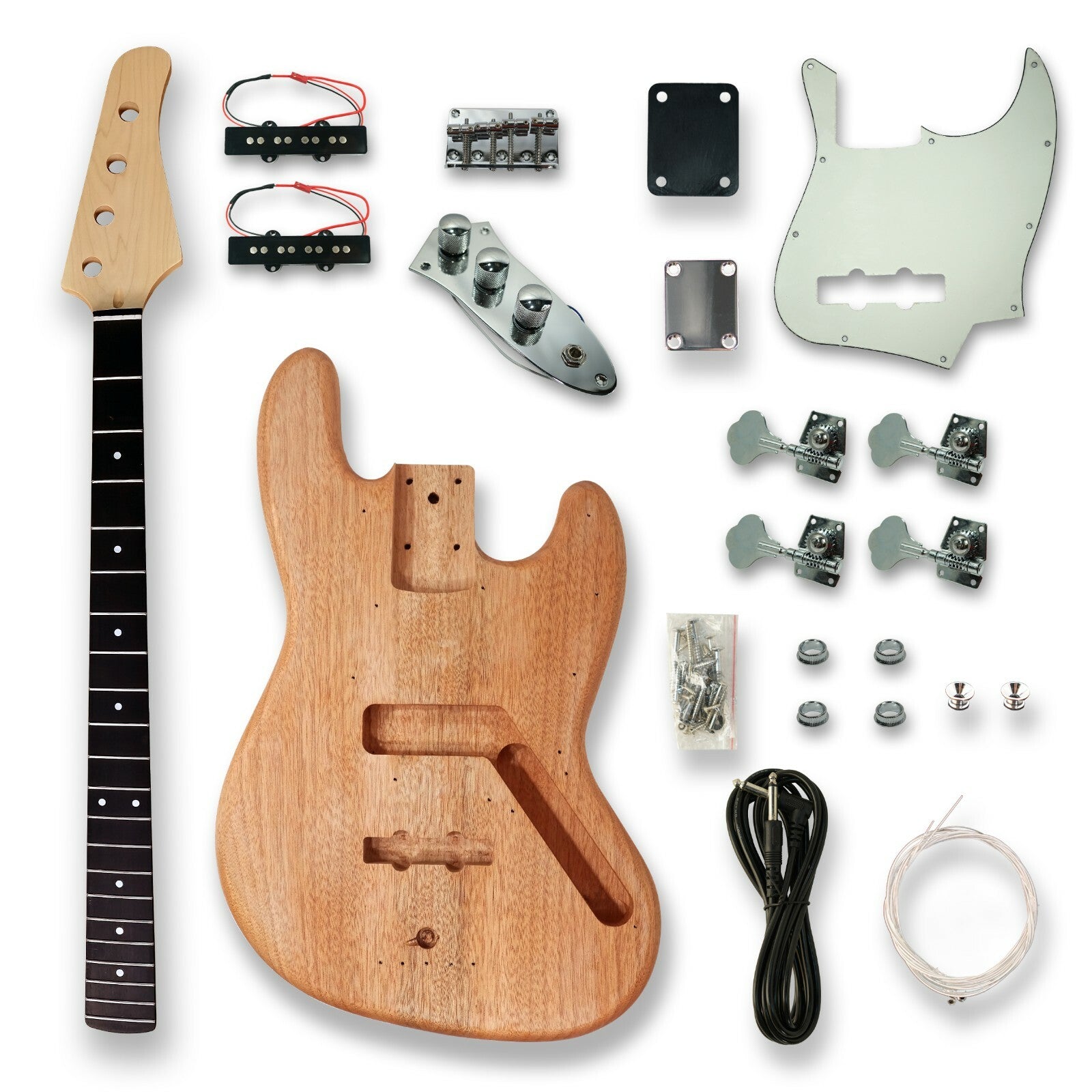 DIY Bass Guitar Unfinished Electric Guitar Kit Okoume Body Maple Neck
