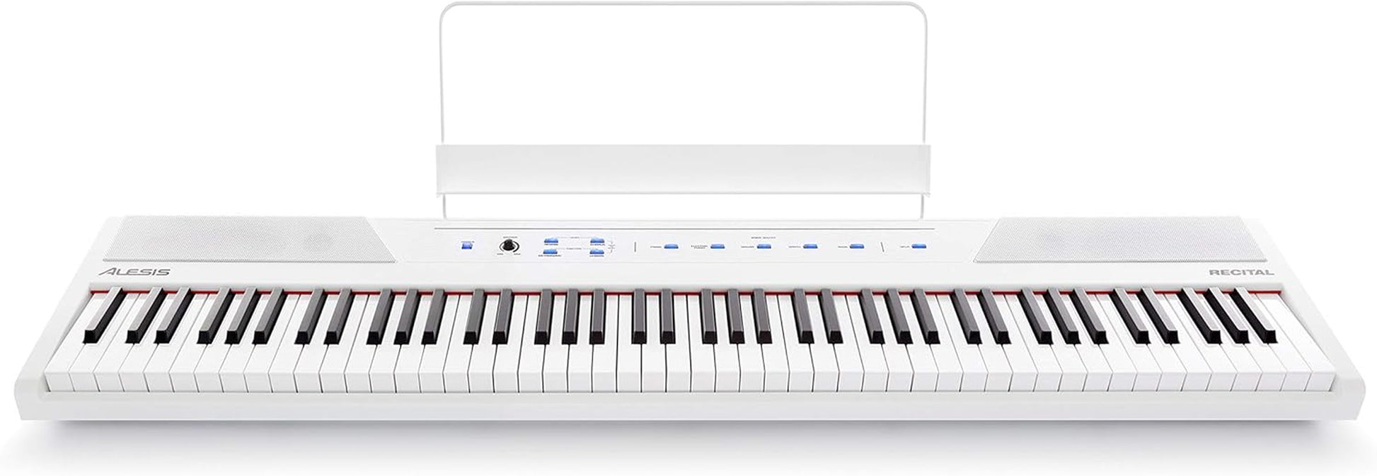 Recital White - 88 Key Digital Piano Keyboard with Semi-Weighted Keys, 2X20W Speakers, 5 Voices, Split, Layer and Lesson Mode, FX and Piano Lessons