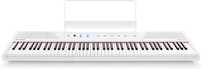 Recital White - 88 Key Digital Piano Keyboard with Semi-Weighted Keys, 2X20W Speakers, 5 Voices, Split, Layer and Lesson Mode, FX and Piano Lessons