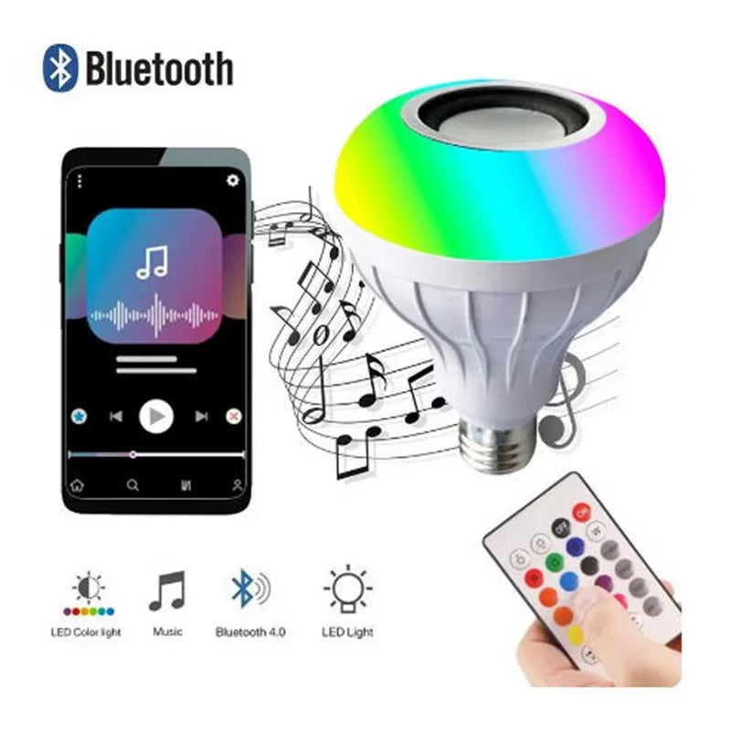 Bluetooth Music Bulb Remote Control Led Music Bulb Rgb Colorful Music Bulb Lamp E27 12W Led Rgb Dimmable LED Bulb for Home Party