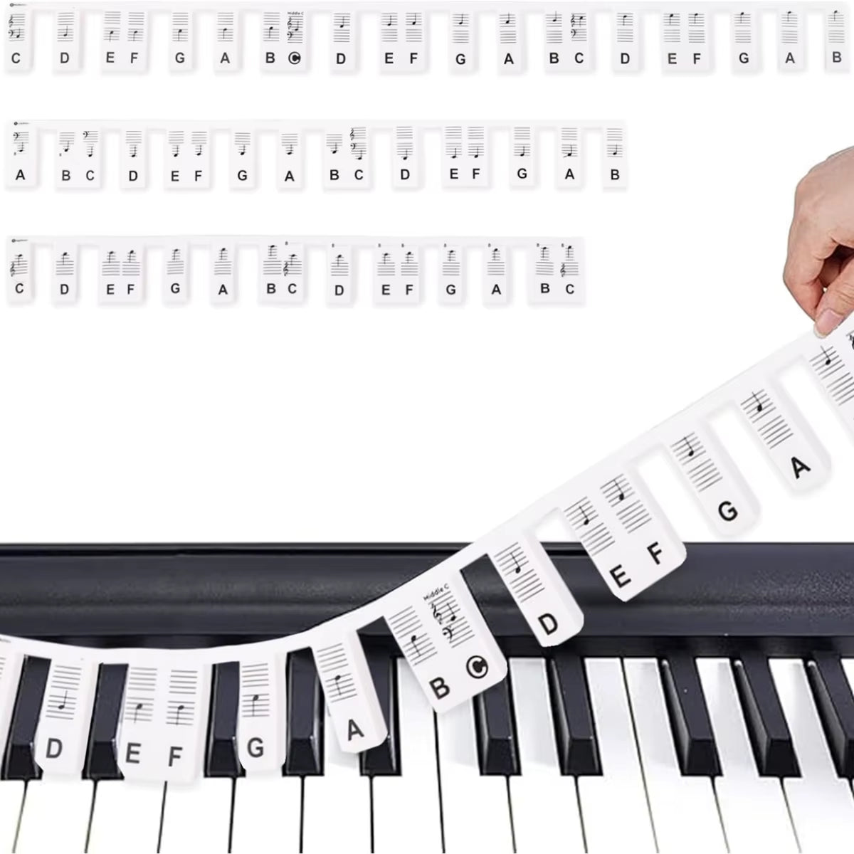 Piano Keyboard Stickers for 88/61 Key, Silicone Removable Piano Keyboard Note Labels for Learning Piano Beginner