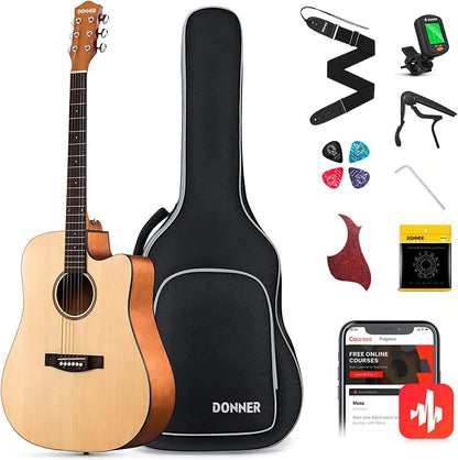Donner Acoustic Guitar Kit for Beginners Adult Teen - Starter Kit, Full Size ...