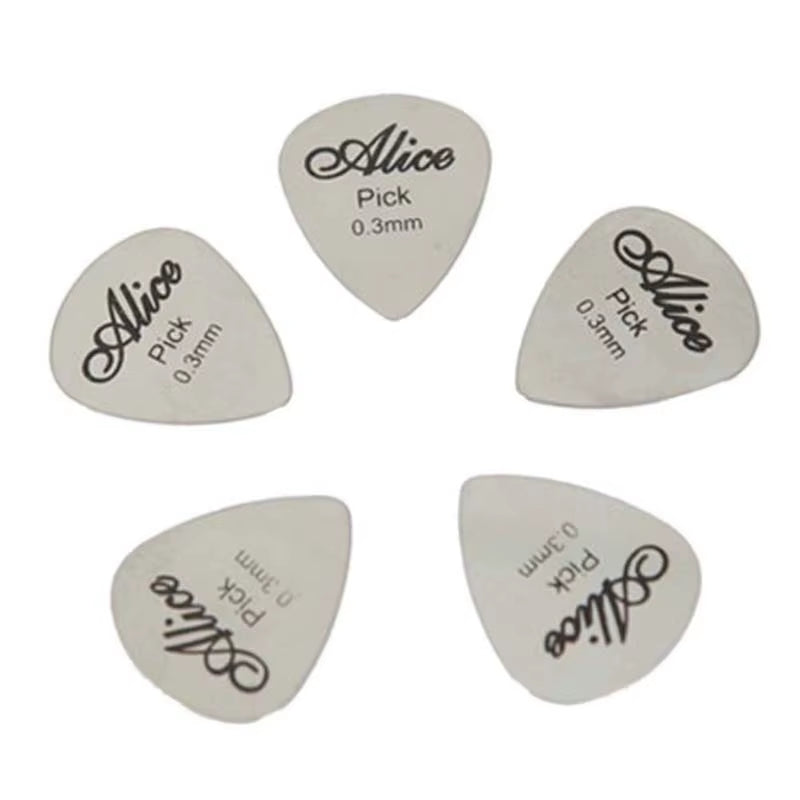 5Pcs10Pcs Metal Guitar Pick 0.3Mm Thin Durable Silver Color Professional Bass Ukelele Guitar Picks Guitar Amplifier Bass Guitar