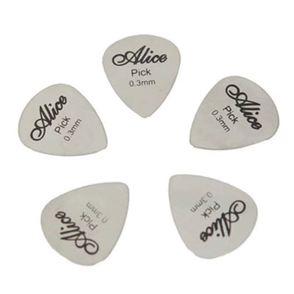 5Pcs10Pcs Metal Guitar Pick 0.3Mm Thin Durable Silver Color Professional Bass Ukelele Guitar Picks Guitar Amplifier Bass Guitar