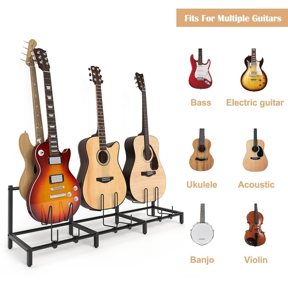 Guitar Stand 7-Holder for Acoustic Electric Bass Rack Adjustable for Multiple
