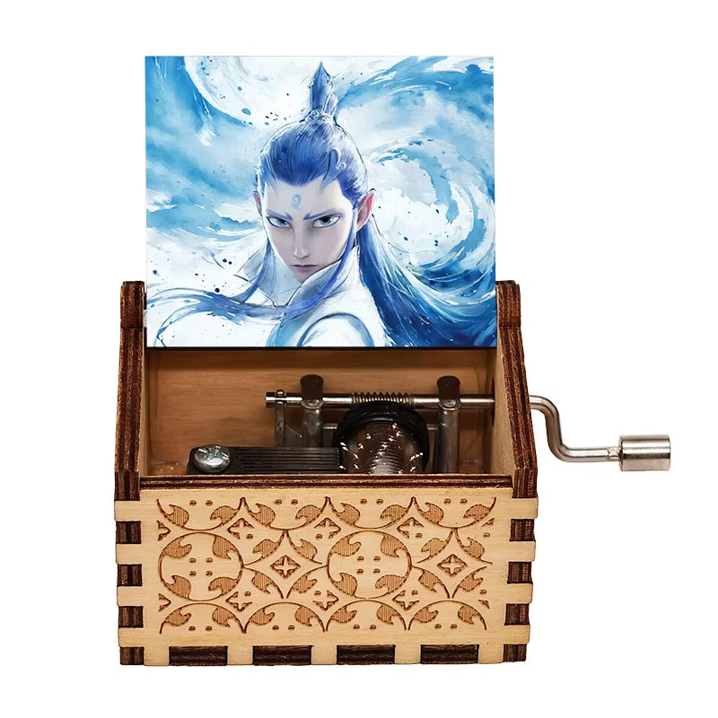 Hand Cranked Wooden Music Box, Anime, Cartoon, Painted, Carved, Music Box, Holiday Gift