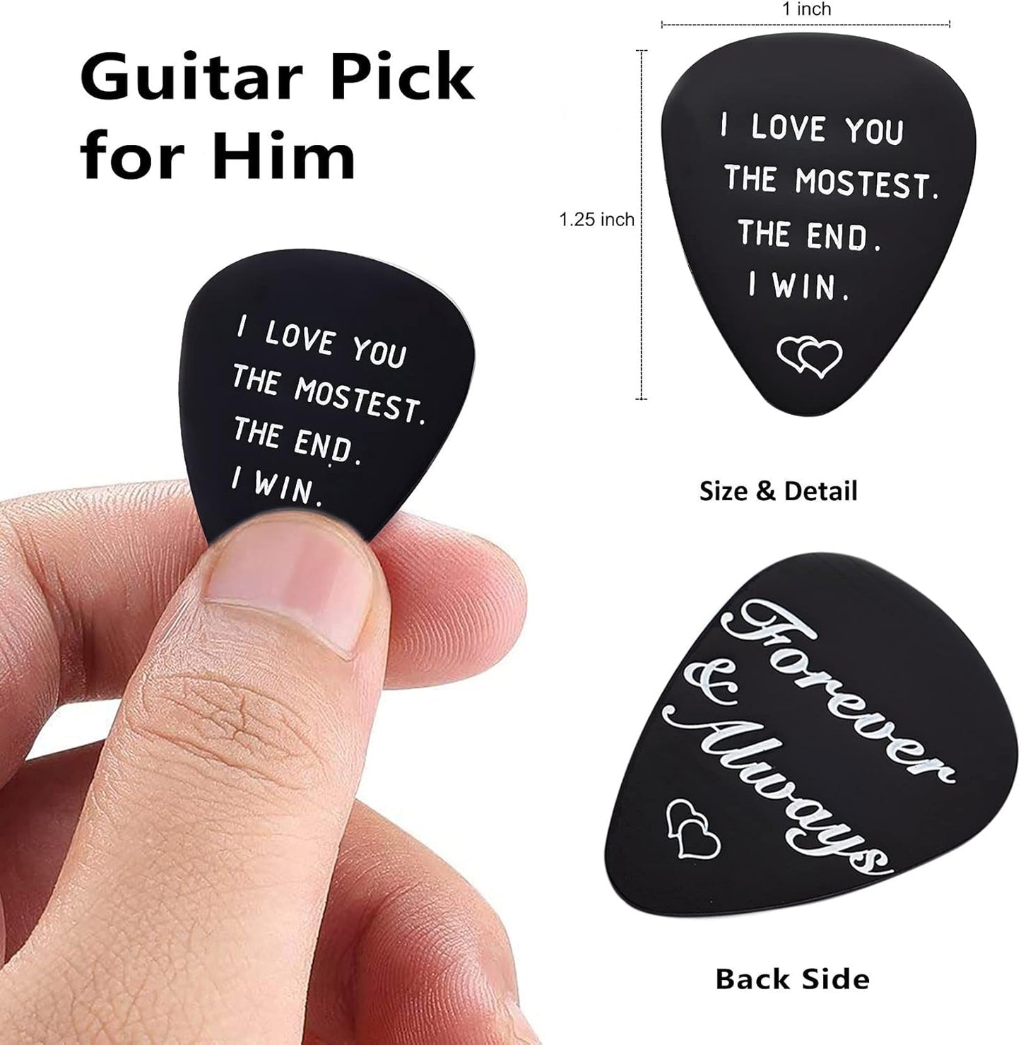 I Love You Gifts for Him Her Guitar Picks Gift for Musician Boyfriend Husband I Love You the Mostest the End I Win Guitar Pick for Anniversary Birthday Christmas