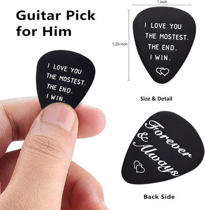 I Love You Gifts for Him Her Guitar Picks Gift for Musician Boyfriend Husband I Love You the Mostest the End I Win Guitar Pick for Anniversary Birthday Christmas