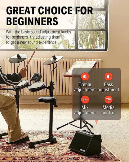 Mini Electric Drum Amp 20W Portable Bluetooth Keyboard Amplifier for Home Practice DDA-20