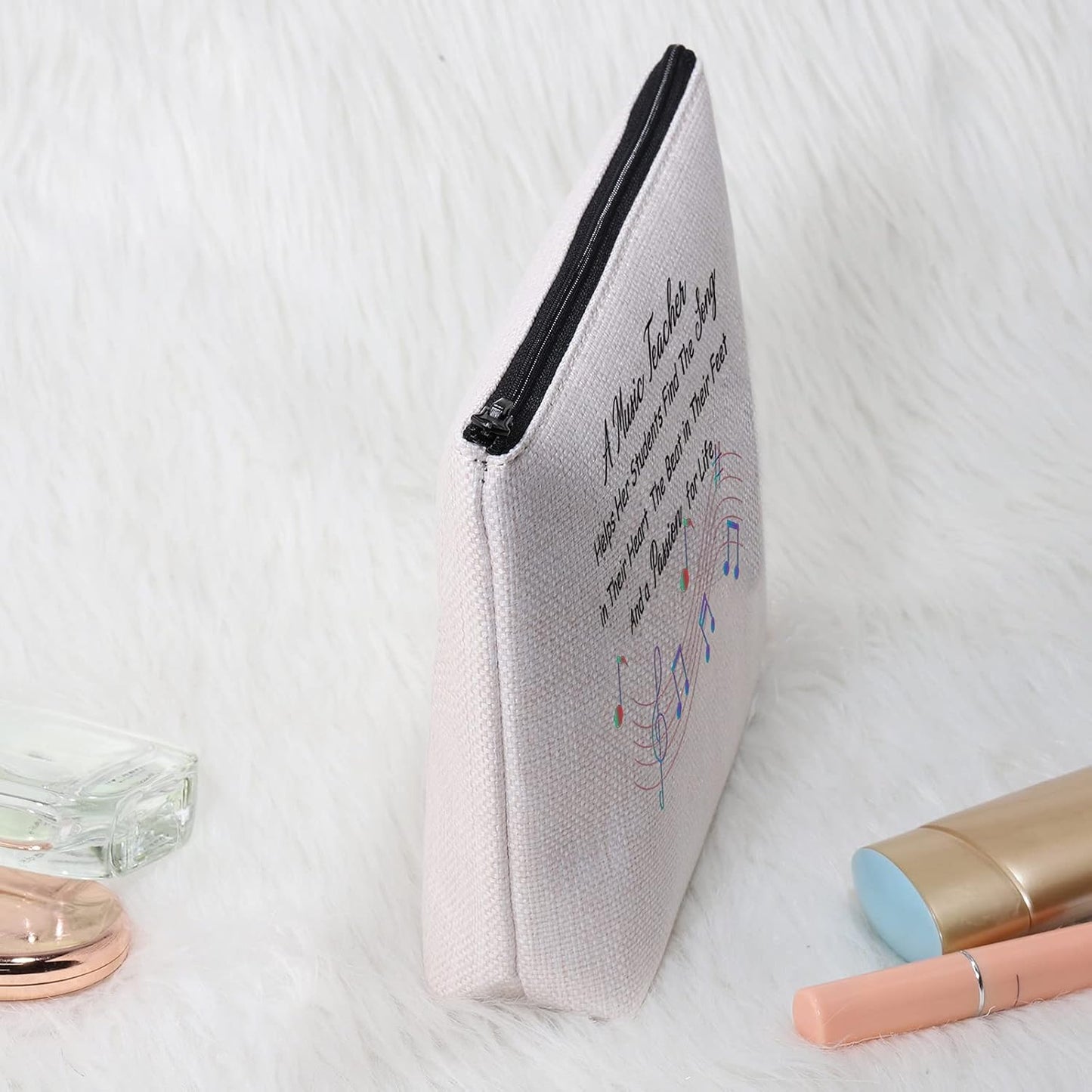 Music Teacher Gifts Music Teacher Bag Makeup Cosmetic Pouch Music Teacher Appreciation Gifts for Women Music Teacher Travel Toiletry Bag Pencil Pouch (Music Teacher Cosmetic Bag)