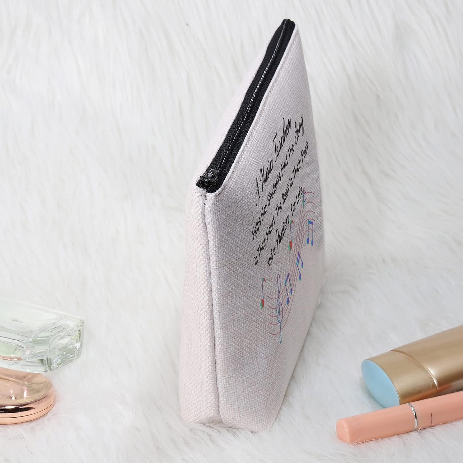 Music Teacher Gifts Music Teacher Bag Makeup Cosmetic Pouch Music Teacher Appreciation Gifts for Women Music Teacher Travel Toiletry Bag Pencil Pouch (Music Teacher Cosmetic Bag)