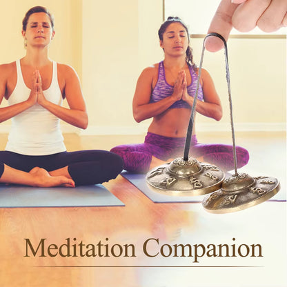 2.6In/6.5Cm Handcrafted Tibetan Meditation Tingsha Cymbal Bell with Buddhist the Eight Auspicious Symbols