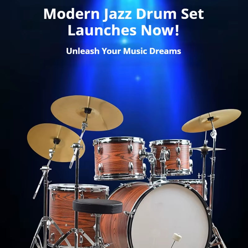 Adult Drum Set Jazz Drum Kit 5 Drums 3 Cymbals Beginner Children Entry-Level Practice Performance Drums Percussion Instrument