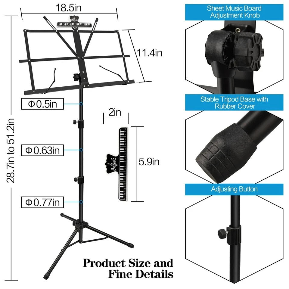 Sheet Music Stand Music Stand for Sheet Music Portable Folding Music Stand Adjus