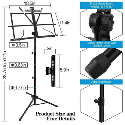 Sheet Music Stand Music Stand for Sheet Music Portable Folding Music Stand Adjus