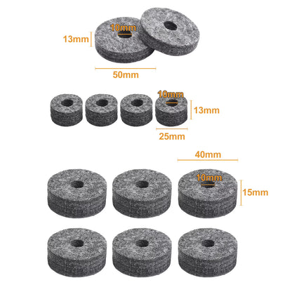 23Pcs Cymbal Replacement Accessories Drum Parts with Cymbal Stand Felts Drum Cymbal Felt Pads Include Wing Nuts Washers Cymbal