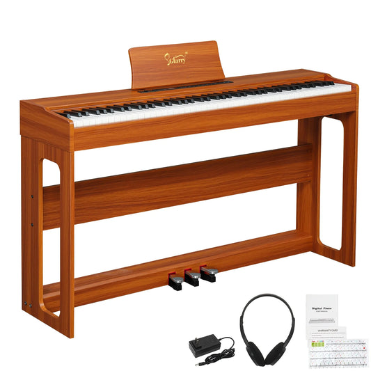 88 Keys Full Weighted Keyboards Digital Piano with Furniture Stand, Brown
