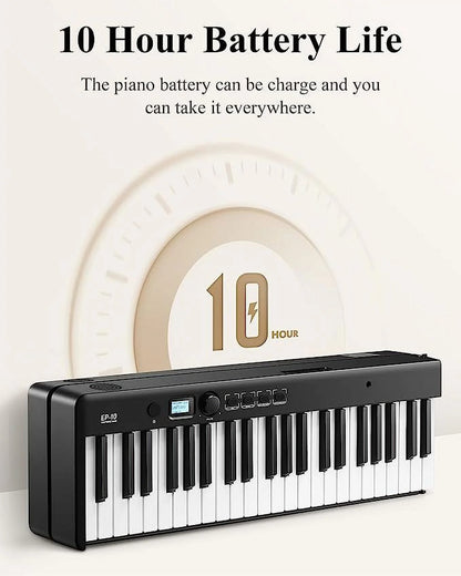 Extra save 30  EP-10 Beginner Foldable Digital Piano 88 Key Full Size Semi Weighted Keyboard, Bluetooth Portable Electric Piano with Piano Bag