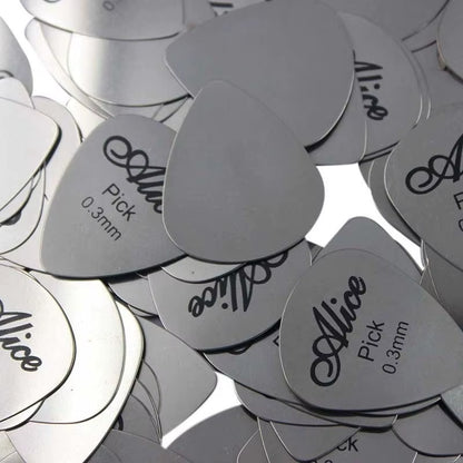 5Pcs10Pcs Metal Guitar Pick 0.3Mm Thin Durable Silver Color Professional Bass Ukelele Guitar Picks Guitar Amplifier Bass Guitar