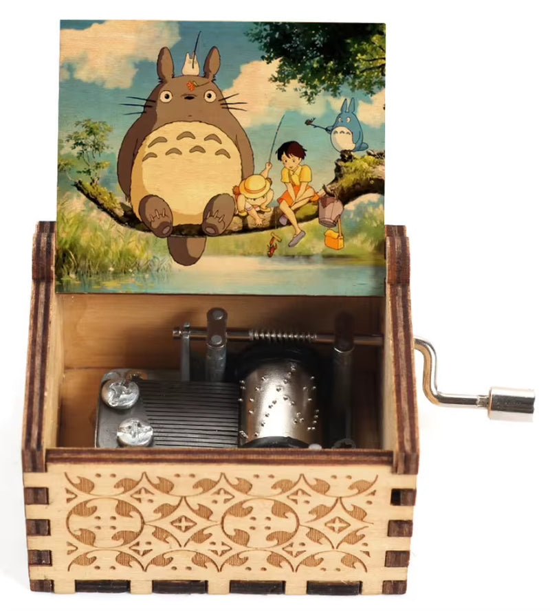 2025 HOT NEW Good Play Toy Wooden Painted Music Box, Totoro Music Gift, Ornament, Light Luxury Wooden Hand Cranked Music Box
