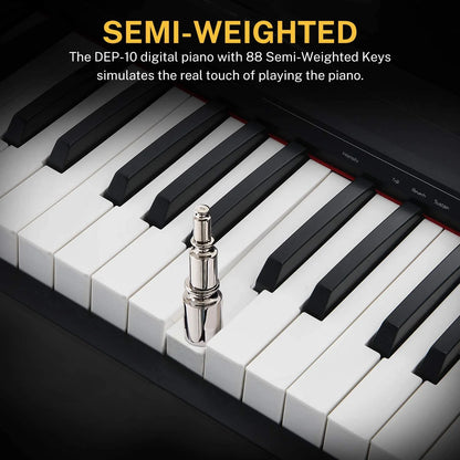 DEP-10 Digital Piano 88 Key Weighted, Full-Size Electric Piano Portable Keyboard for Beginners, with Furniture Stand, Triple Pedals, Power Supply
