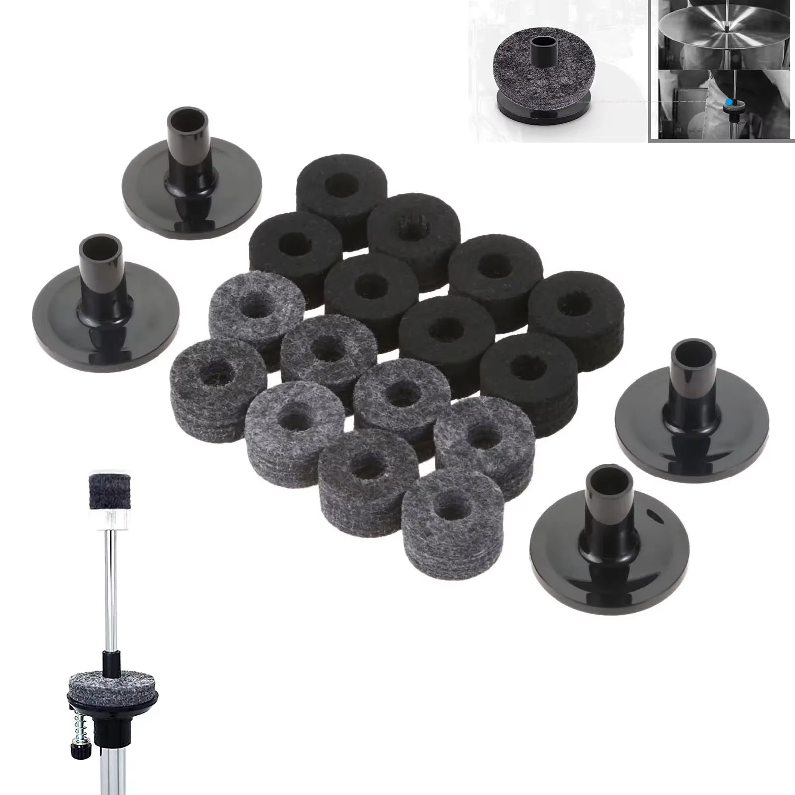 10 Pcs/Set Cymbal Stand 25Mm Felt Washer with Cymbal Sleeves for Drum Stand Practical Percussion Instruments Musical Accessories