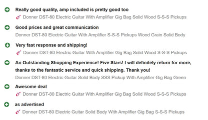 🎸 Donner DST-80 Electric Guitar with Amp Bag Strap Tuner Solid Body SSS Pickup